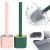Deep-Cleaning Toilet Brush Holder Set for Bathroom, Silicone Toilet Bowl Brush with Non-Slip Long Plastic Handle, Flat Head Brush Head to Clean Toilet Corner Easily (Random Color)