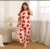 Pink Colour Hearts Printed Design Full Sleeves Round Neck Ladies Night Suit Comfortable Pajama Suit Printed Night Dress For Women & Girls